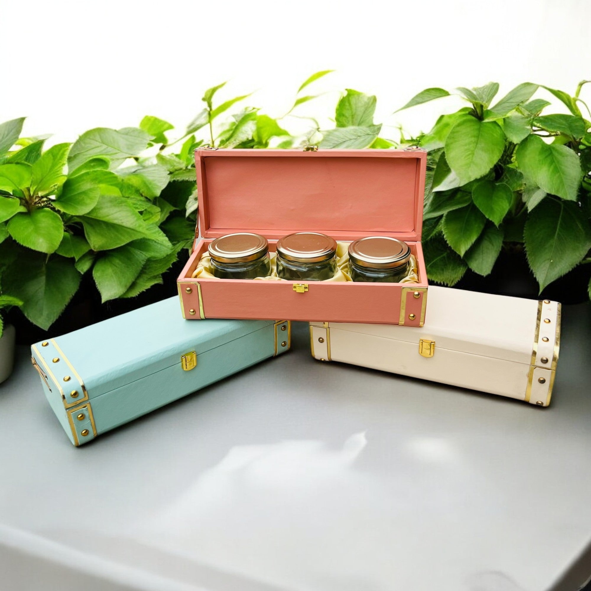 Premium 3-Jar Dry Fruit Gift Box with Leatherette Finish | Bulk Order