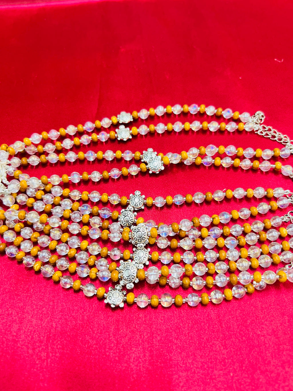 Wrap Shap Designer Bracelet Rakhi with Tortoise and Transparent Beads, Roli Chawal Included