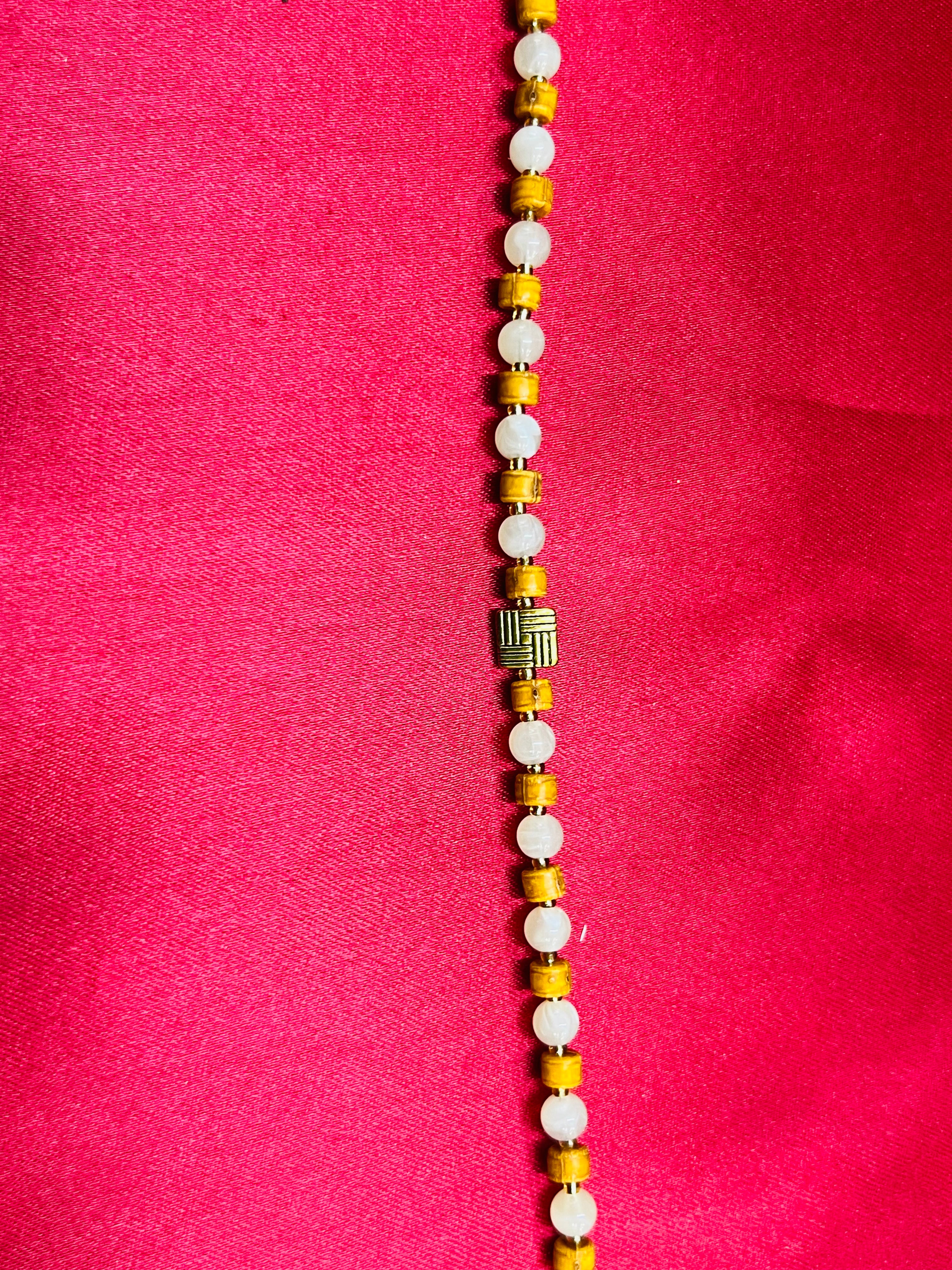 Wrap Shap Designer Bracelet Rakhi with Tortoise and Transparent Beads, Roli Chawal Included