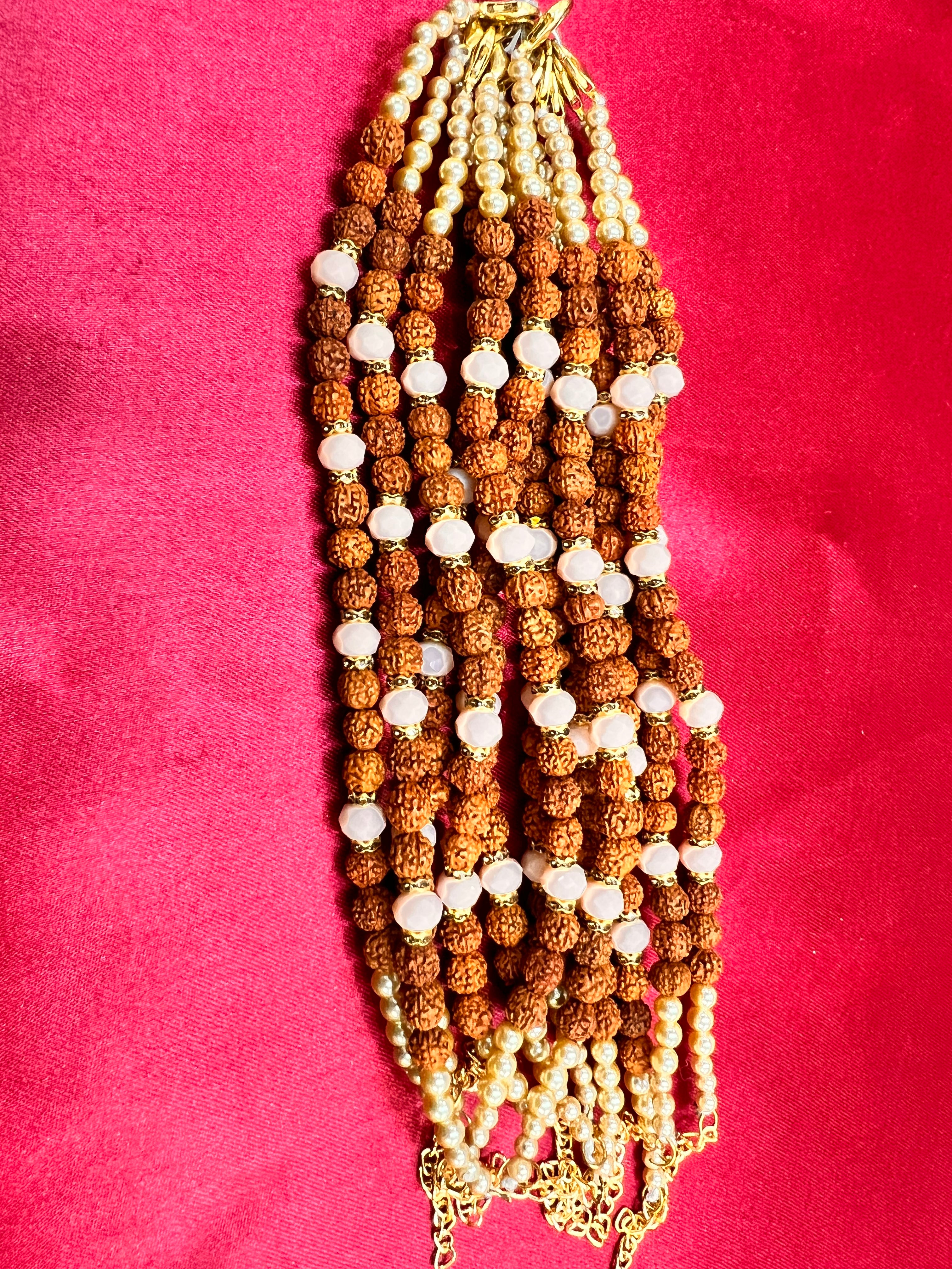 Wrap Shap Designer Bracelet Rakhi with Rudraksha, Roli Chawal Included