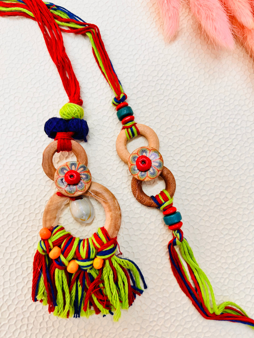 Wrap Shap Designer Bhaiya Bhabhi Rakhi Lumba Set - Joyful Threads Design with Roli Chawal
