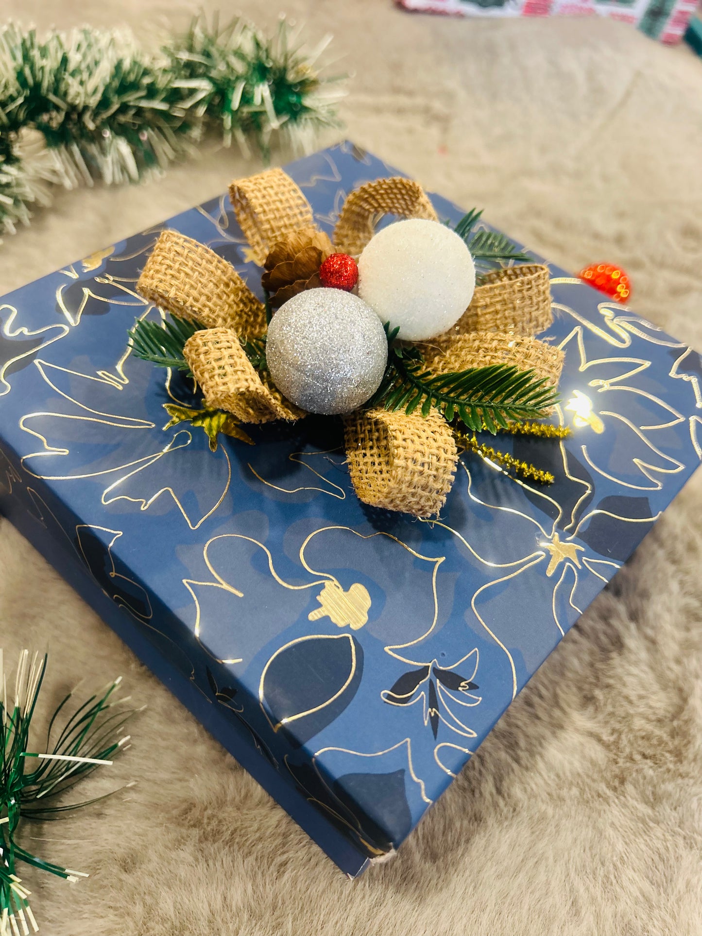 Elegant Christmas Hamper in Rigid Box – Gingerbread, Designer Floral Candle & KitKat Chocolates