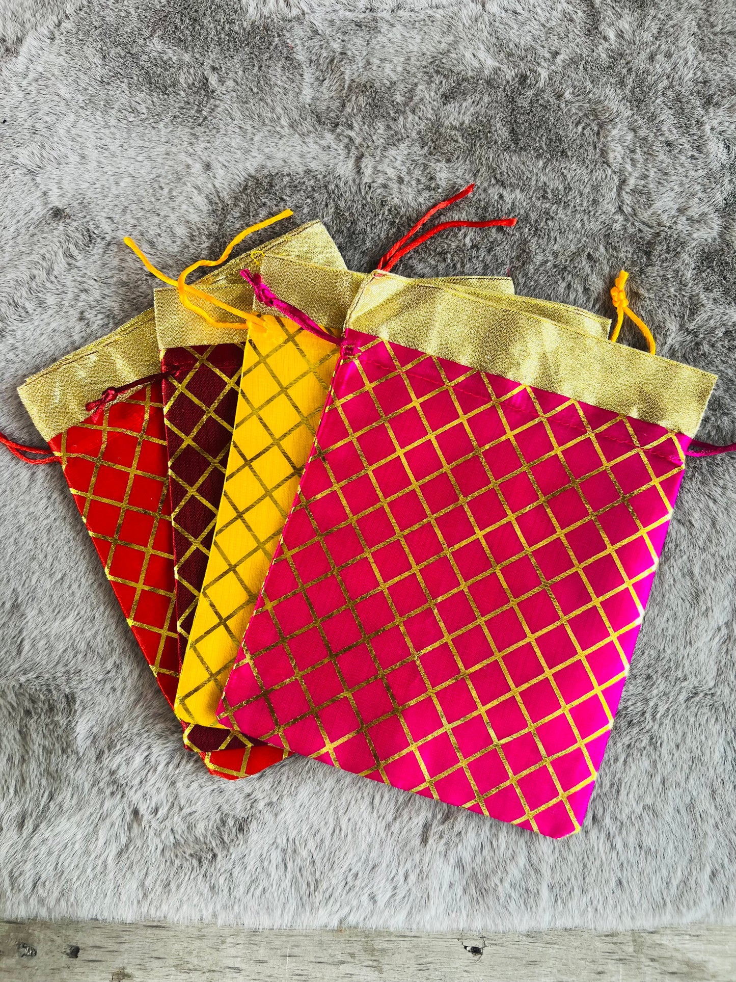 Elegant Cross Print Potli Batwa Bags (7x9 inches) – Perfect for Return Favors and Gifting Dry Fruits