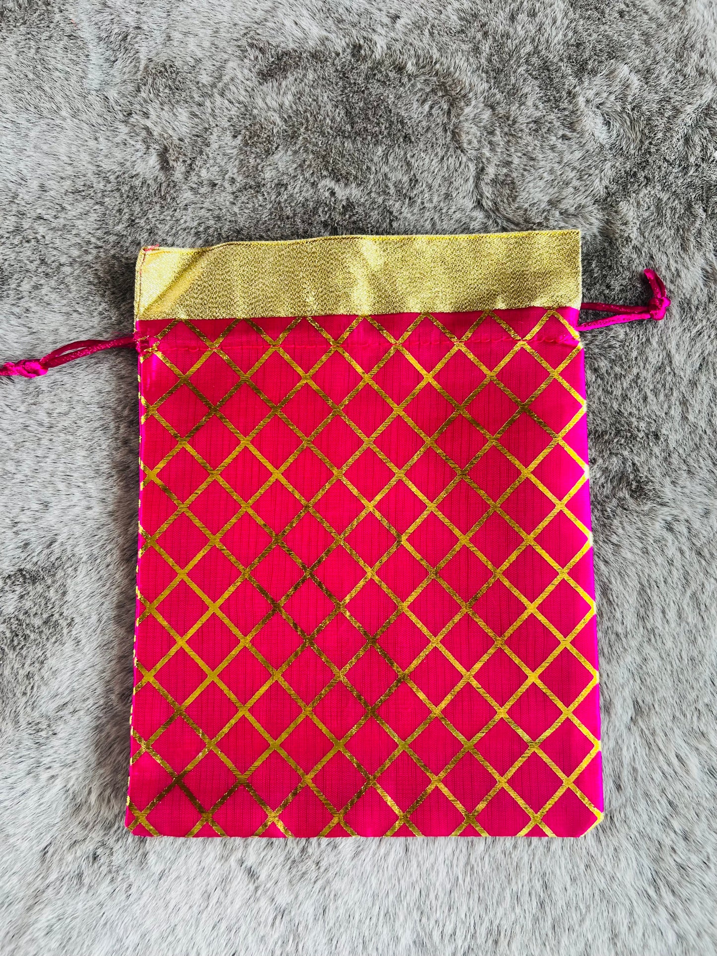 Elegant Cross Print Potli Batwa Bags (7x9 inches) – Perfect for Return Favors and Gifting Dry Fruits