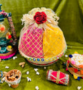 Traditional Lohri Hamper in a Simple Round Basket with 500gms Moongfali, Gajak, Revdi & 50gms Popcorn