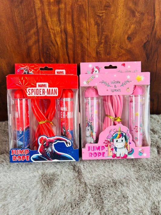 Spiderman & Unicorn Theme Skipping Ropes - Fun Kids' Birthday Return Gifts