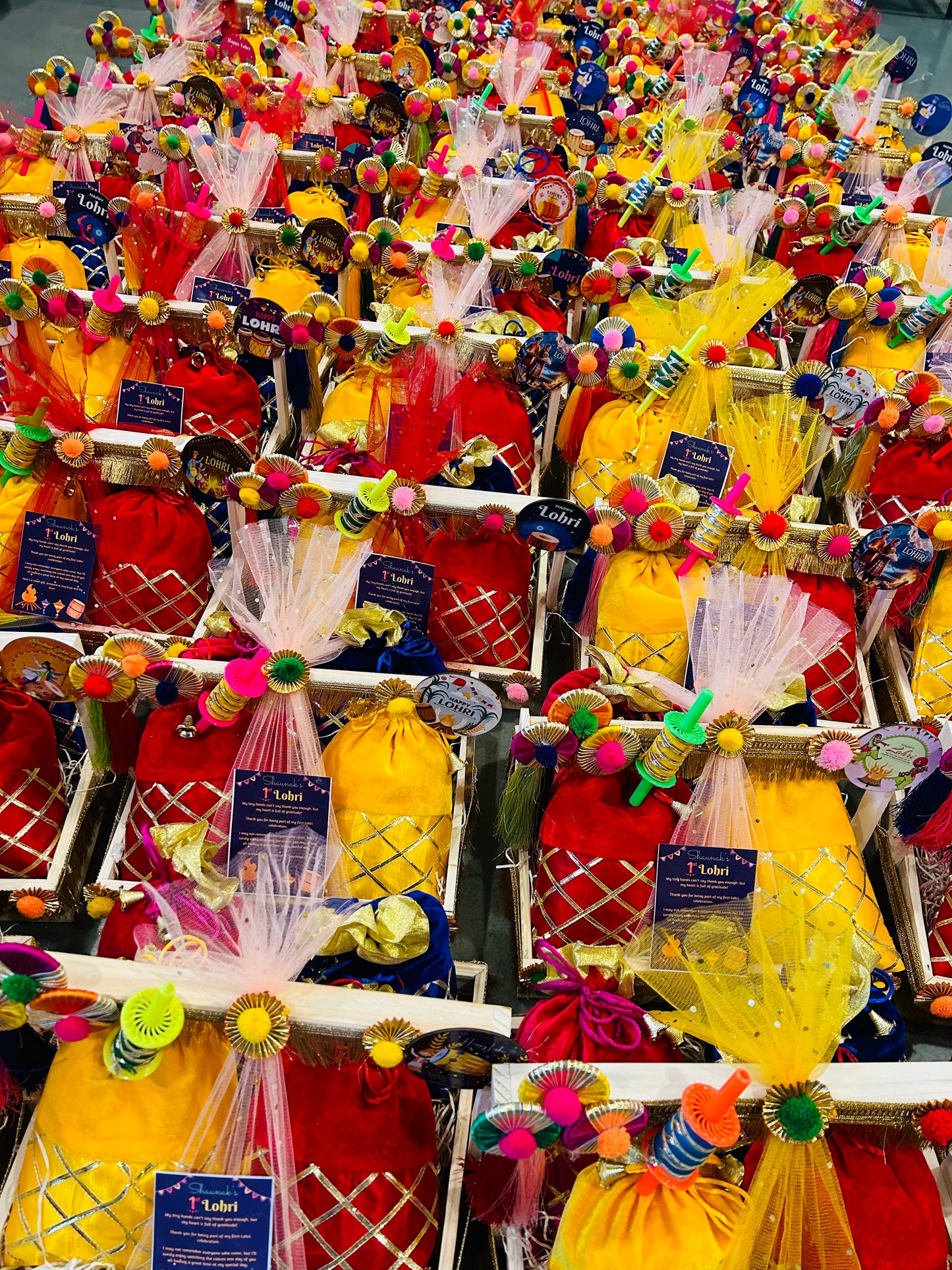 Traditional Lohri Hamper in a Decorated Pinewood Basket with Gajak, Revdi, Moongfali & Popcorn