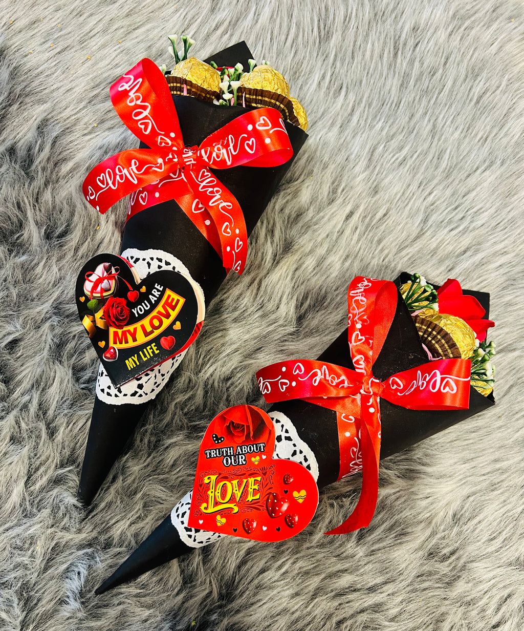 Ferrero Rocher Chocolate Bouquet with Red Rose – Gift for Women's Day, Anniversary, Birthday & Wedding