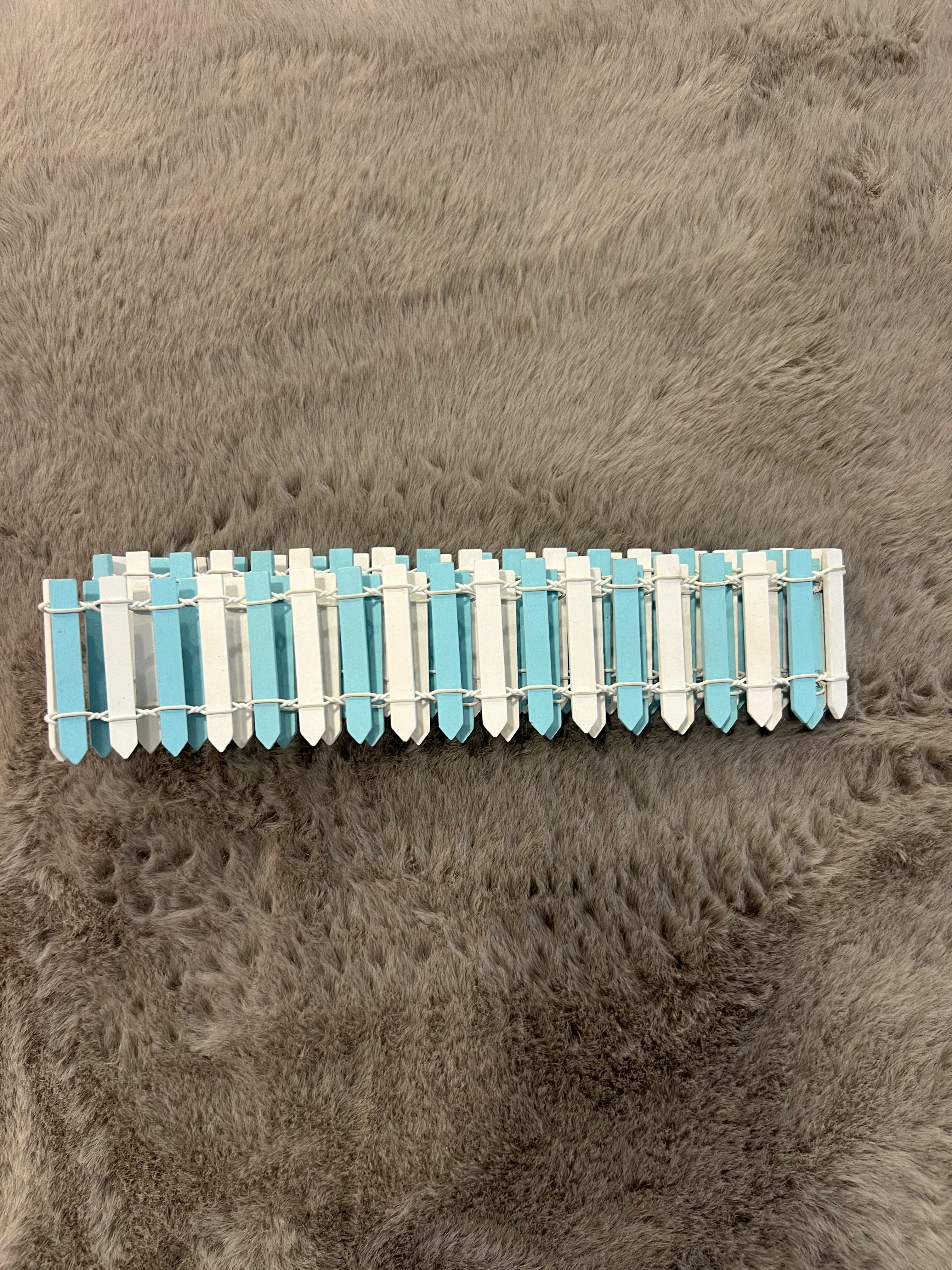 Charming Blue and White Small Fence - 36 Inch Decorative Fence for Gift Packing, Table Decor, Baby Boy Hampers, and More