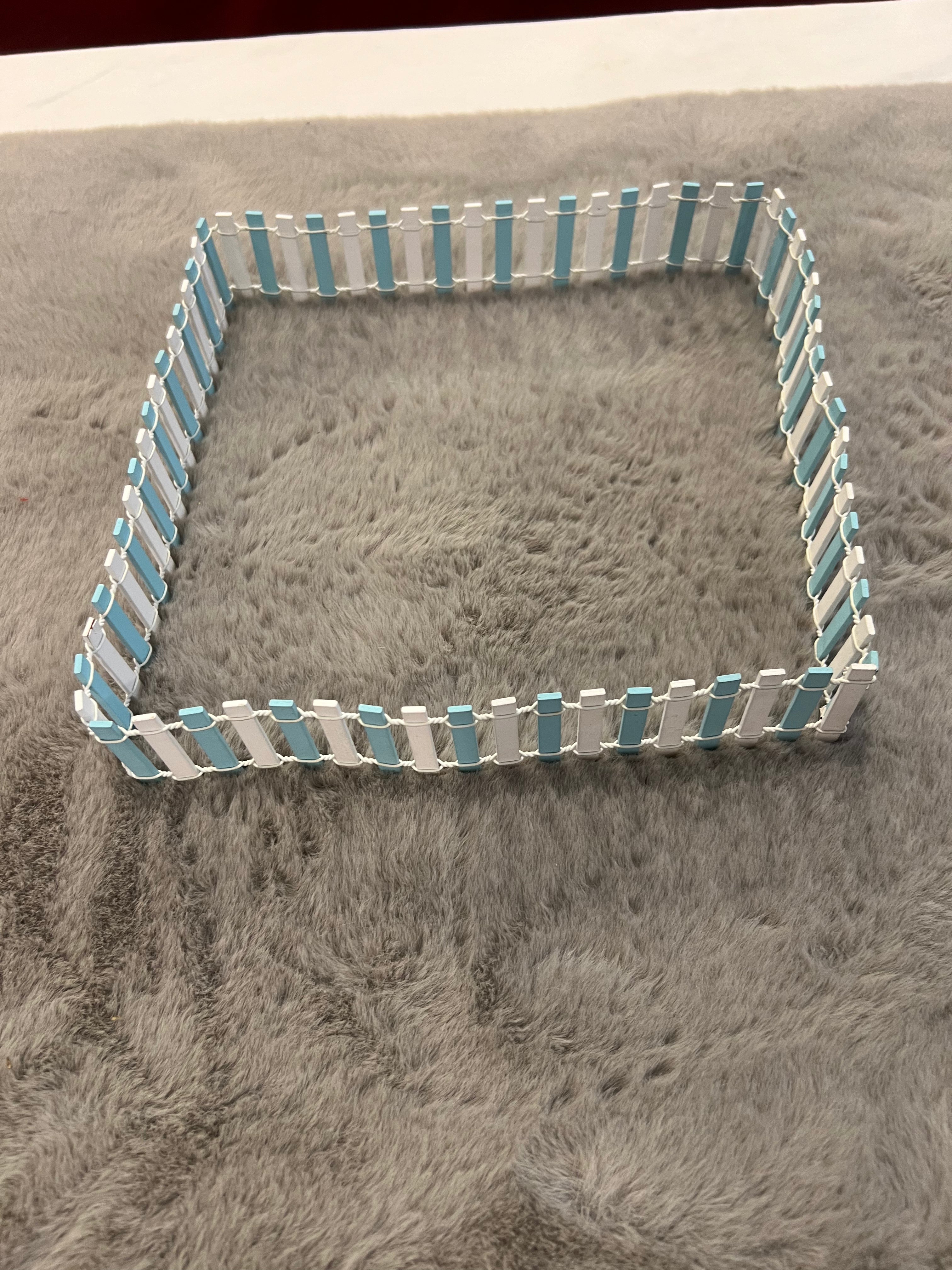 Charming Blue and White Small Fence - 36 Inch Decorative Fence for Gift Packing, Table Decor, Baby Boy Hampers, and More