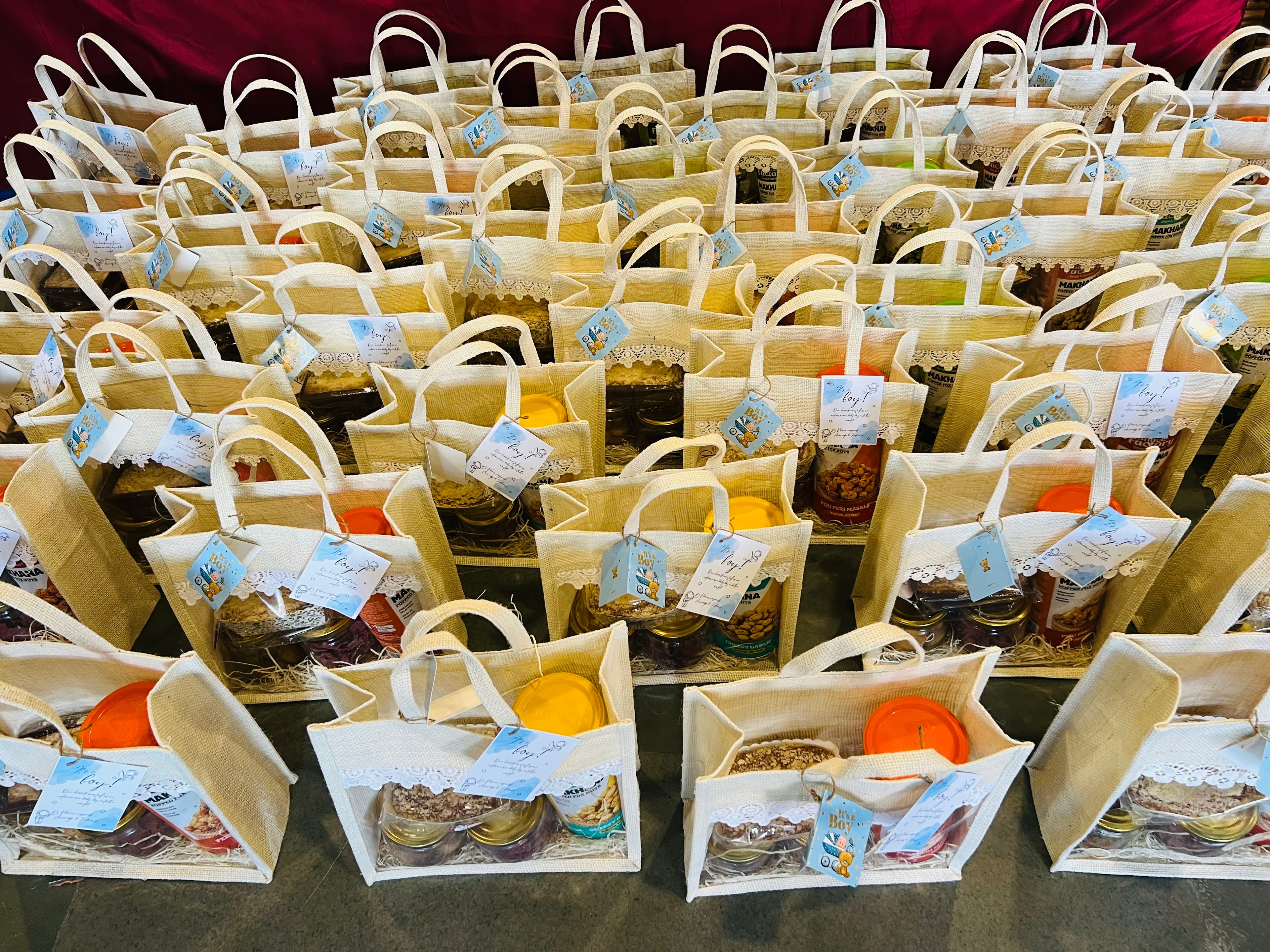 Premium Return Gift Hamper for Baby Shower, Birth Announcement, Newborn Celebrations, and First Birthday in a Jute Bag