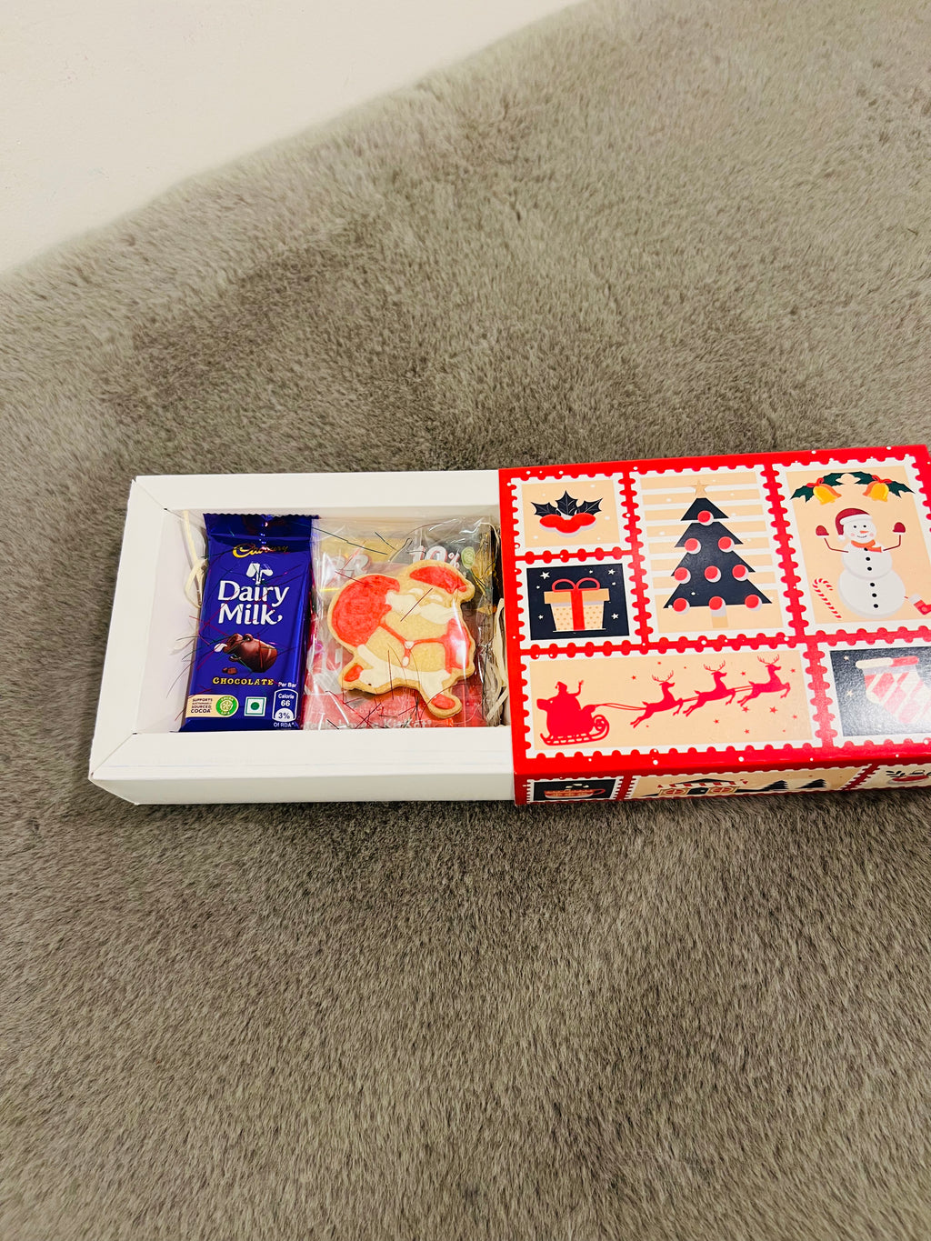 Christmas Treat Hamper in Festive Theme Box – Dairy Milk, 5 Star, KitKat & Christmas Cookie