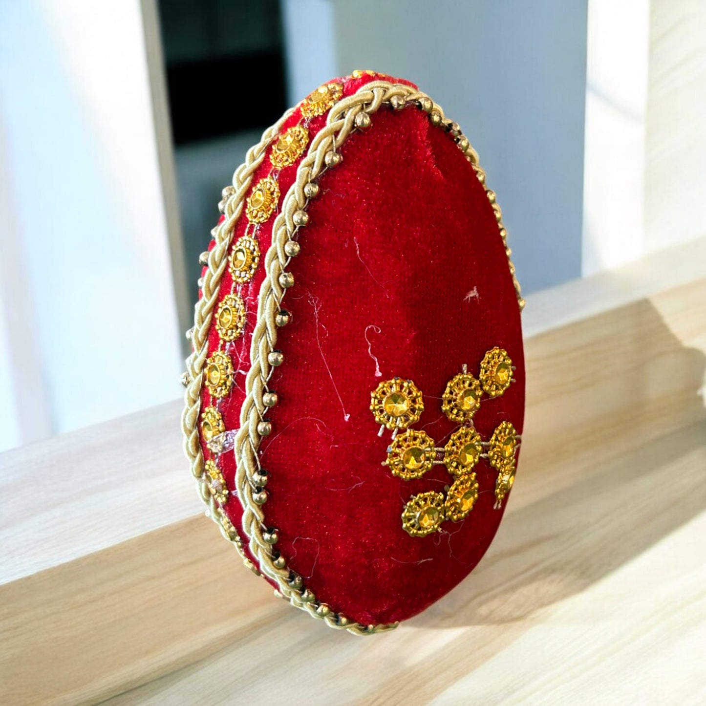Decorated Sookha Nariyal in Red Cloth with Swastik Symbol – Pooja & Shagun Coconut by Wrap Shap