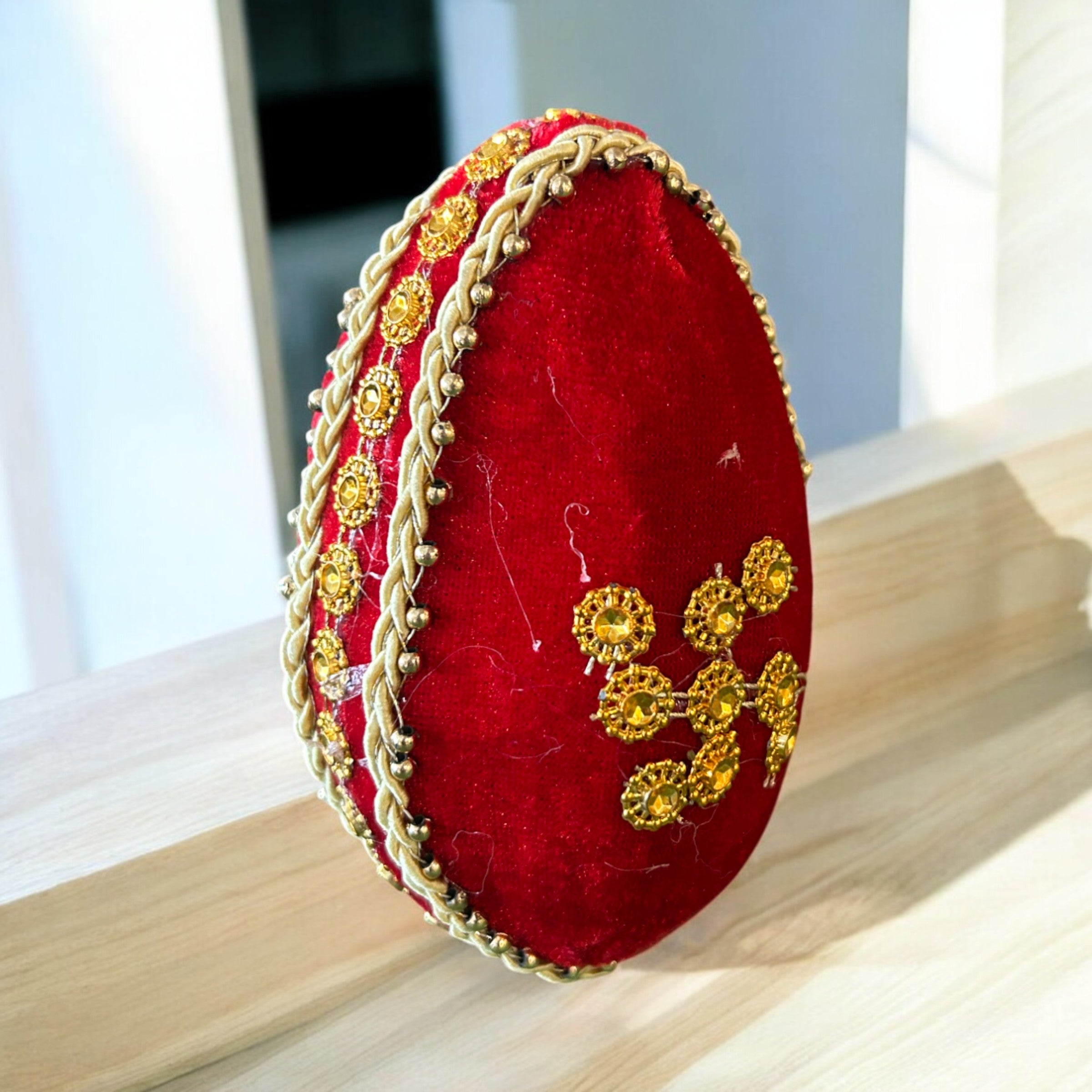Decorated Sookha Nariyal in Red Cloth with Swastik Symbol – Pooja & Shagun Coconut by Wrap Shap