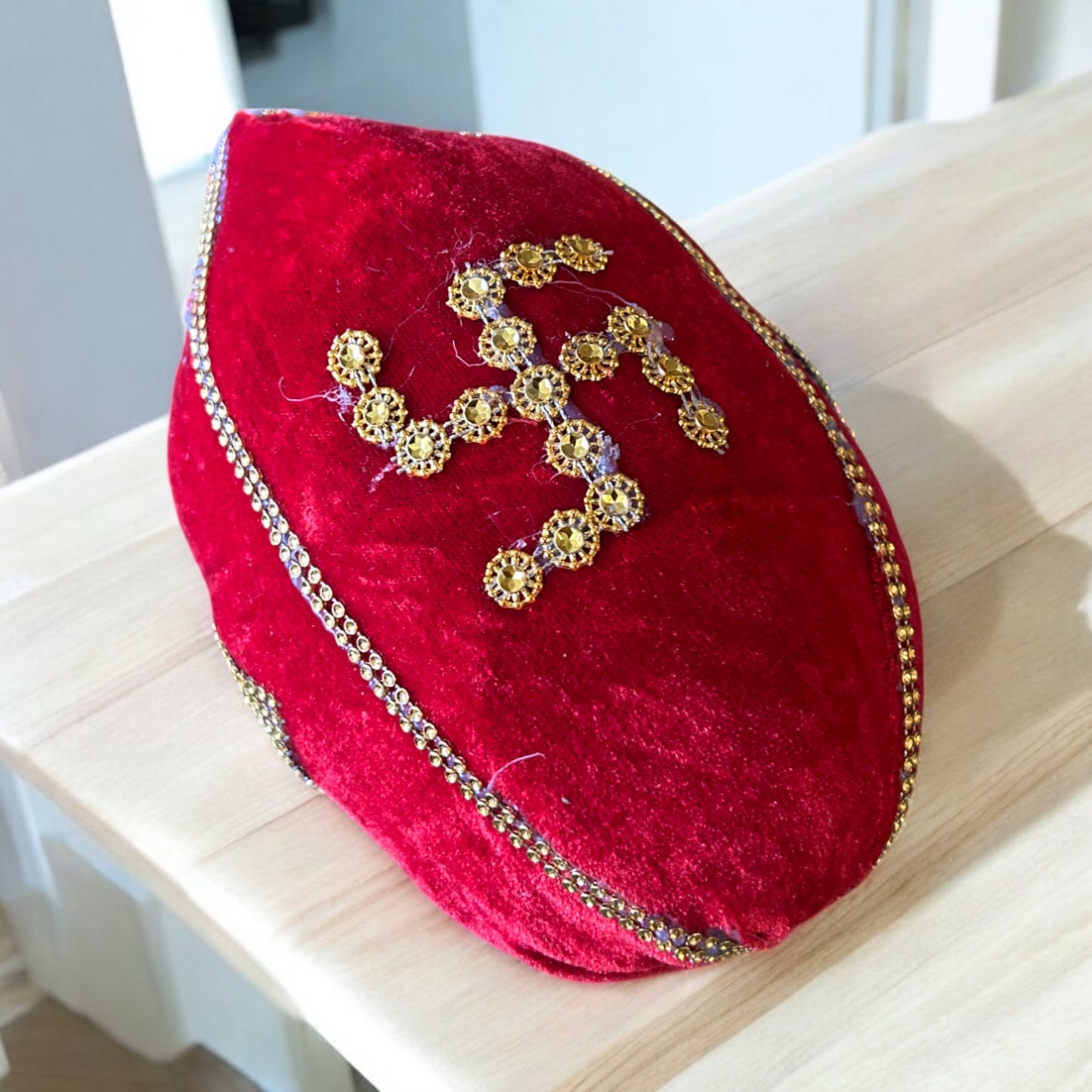 Decorated Sookha Nariyal in Red Cloth with Swastik Symbol – Pooja & Shagun Coconut by Wrap Shap