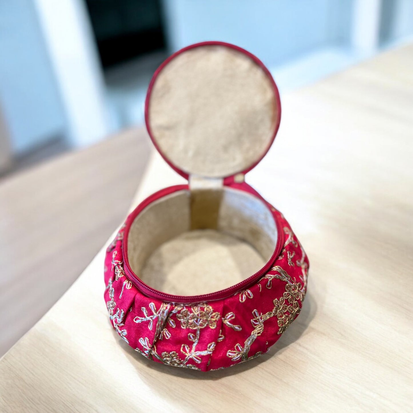 Embroidery Round Matka Shaped Gift Box – Return Favours, Sweets & Home Storage | Wrap Shap