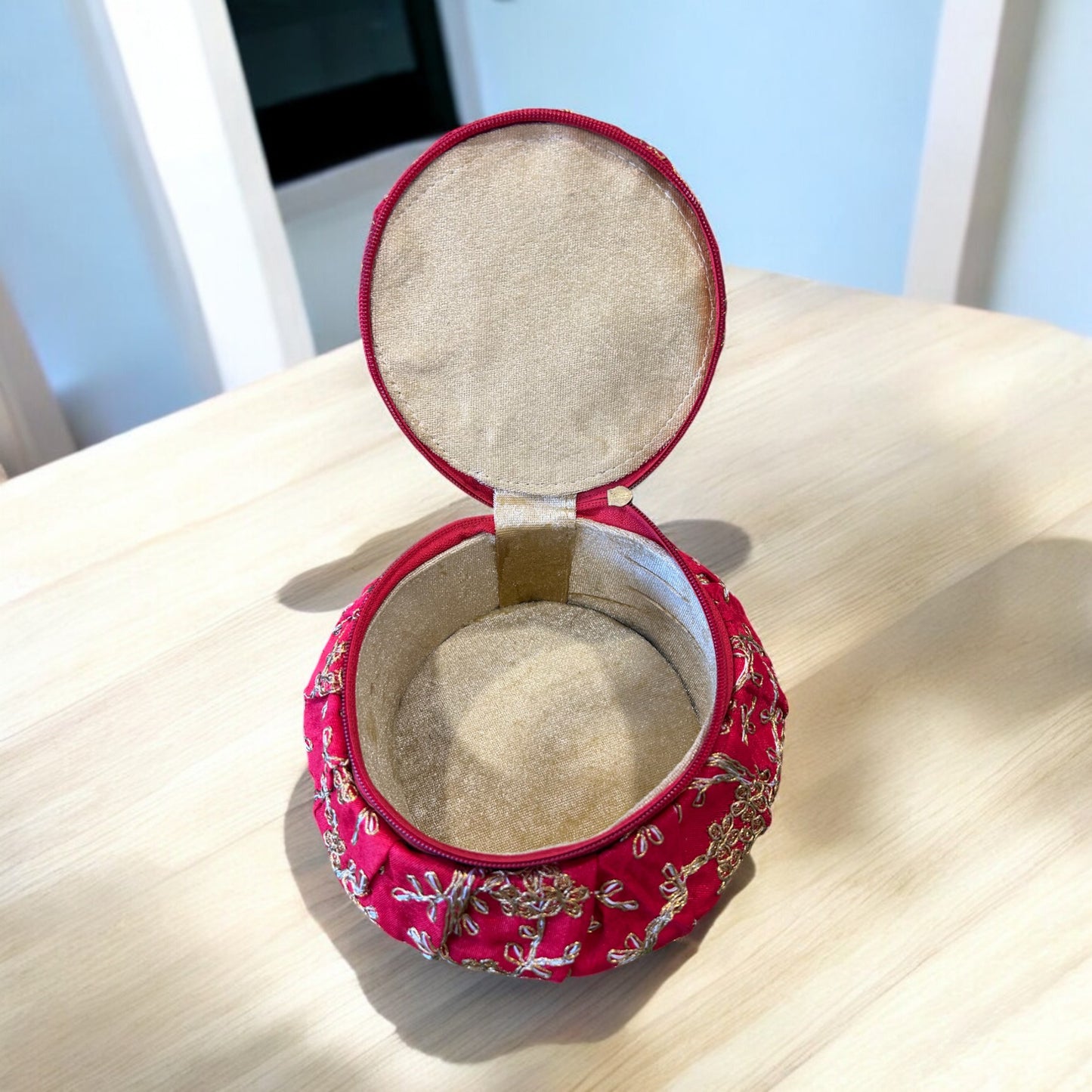 Embroidery Round Matka Shaped Gift Box – Return Favours, Sweets & Home Storage | Wrap Shap