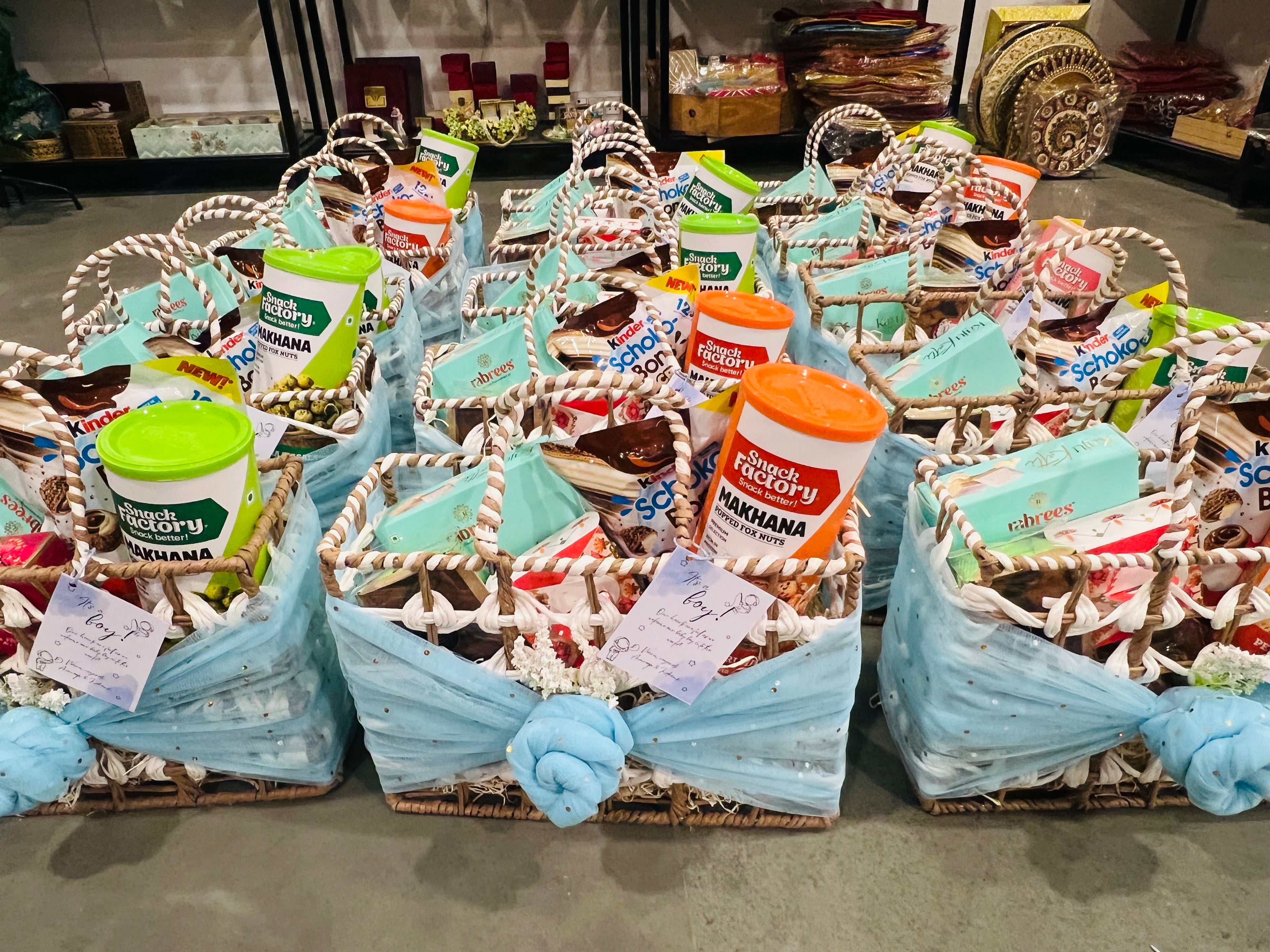 Newborn Announcement Rafia Basket Hamper