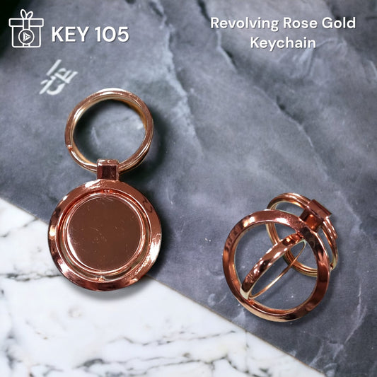 Engravable rose gold revolving keychain premium corporate gift