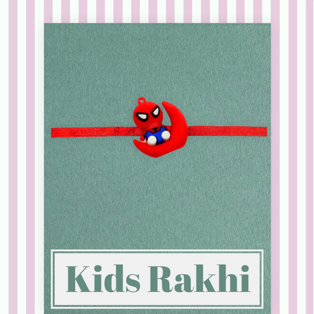 Wrap Shap Kids Rakhi - Spiderman Design (115) with Roli Chawal