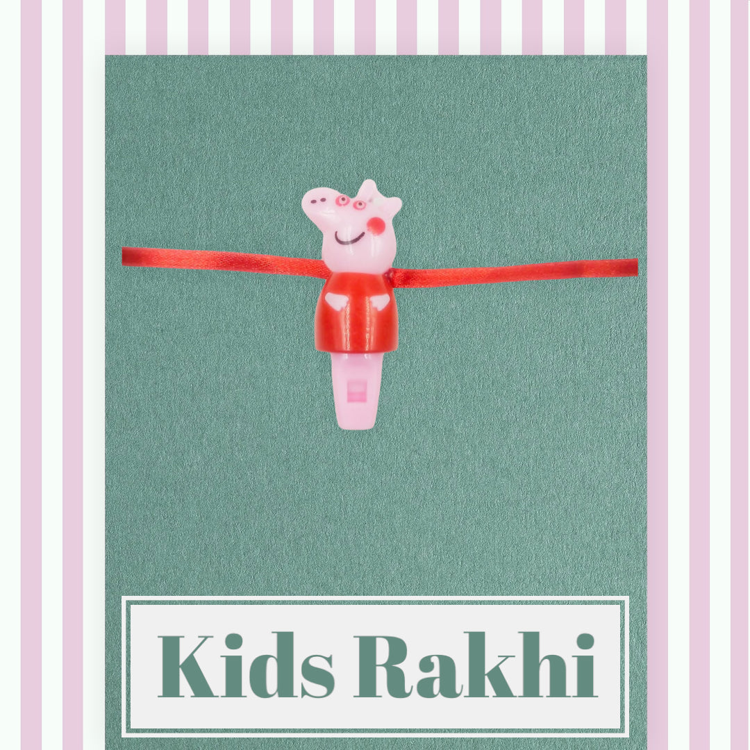 Wrap Shap Kids Rakhi - Peppa Pig Design with Whistle (115) with Roli Chawal