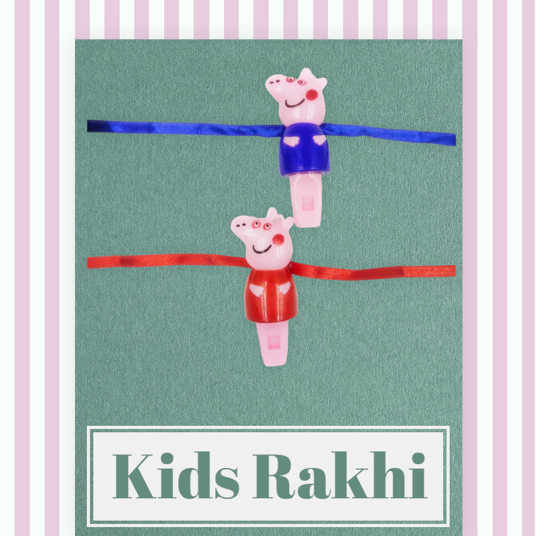 Wrap Shap Kids Rakhi - Peppa Pig Design with Whistle (115) with Roli Chawal