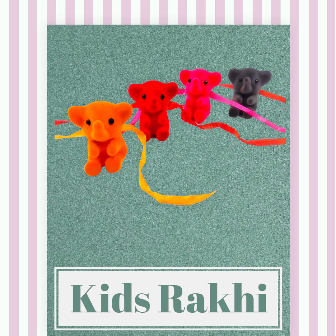 Wrap Shap Kids Rakhi - Soft Elephant Design with Whistle (205) with Roli Chawal