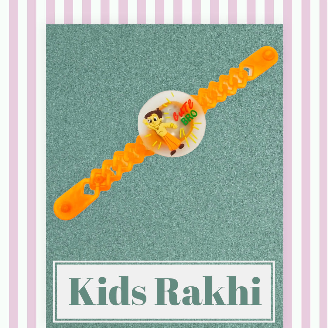 Wrap Shap Kids Rakhi - Multi Characters Light Rakhi (A) with Doremon, Motu Patlu, Pikachu & More, Comes with Roli Chawal