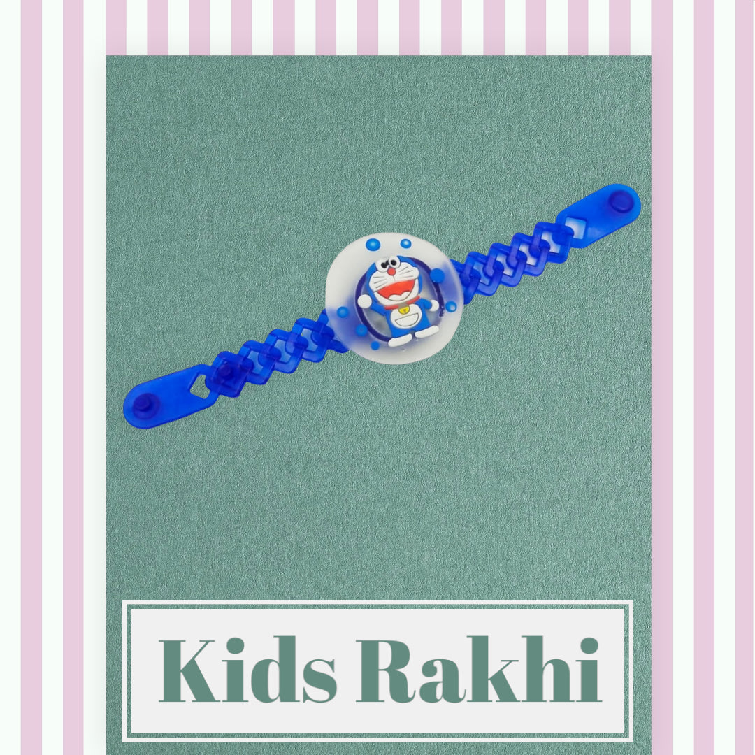 Wrap Shap Kids Rakhi - Multi Characters Light Rakhi (A) with Doremon, Motu Patlu, Pikachu & More, Comes with Roli Chawal