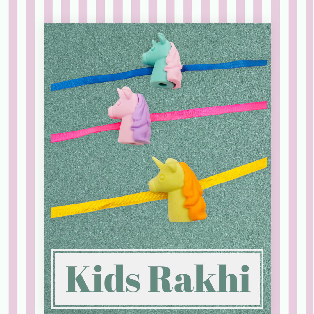 Wrap Shap Kids Rakhi - E6 Enchanting Unicorn Rakhi with Roli Chawal