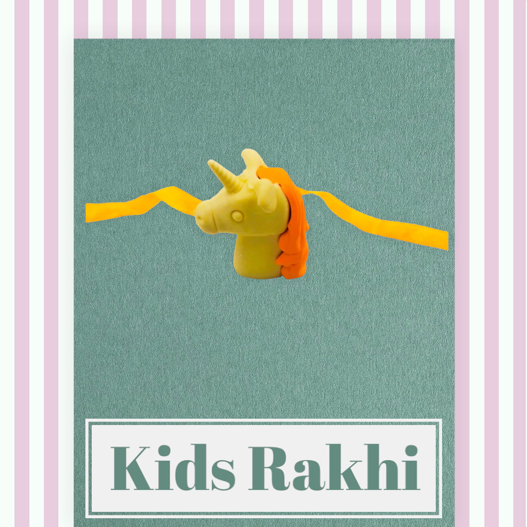 Wrap Shap Kids Rakhi - E6 Enchanting Unicorn Rakhi with Roli Chawal