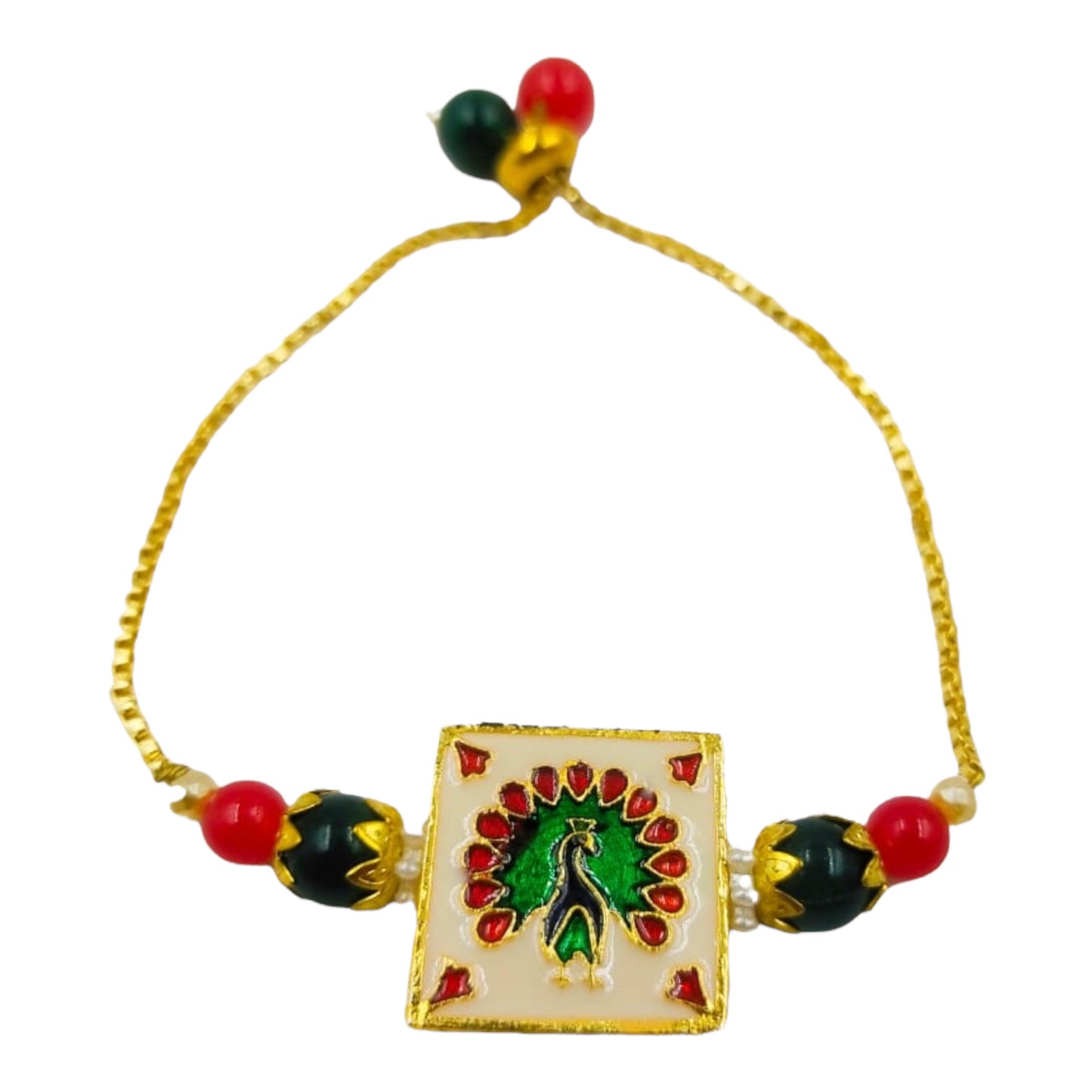 Wrap Shap Ladies Lumba Bracelet - Design27 Meenakari Peacock Work with Roli Chawal