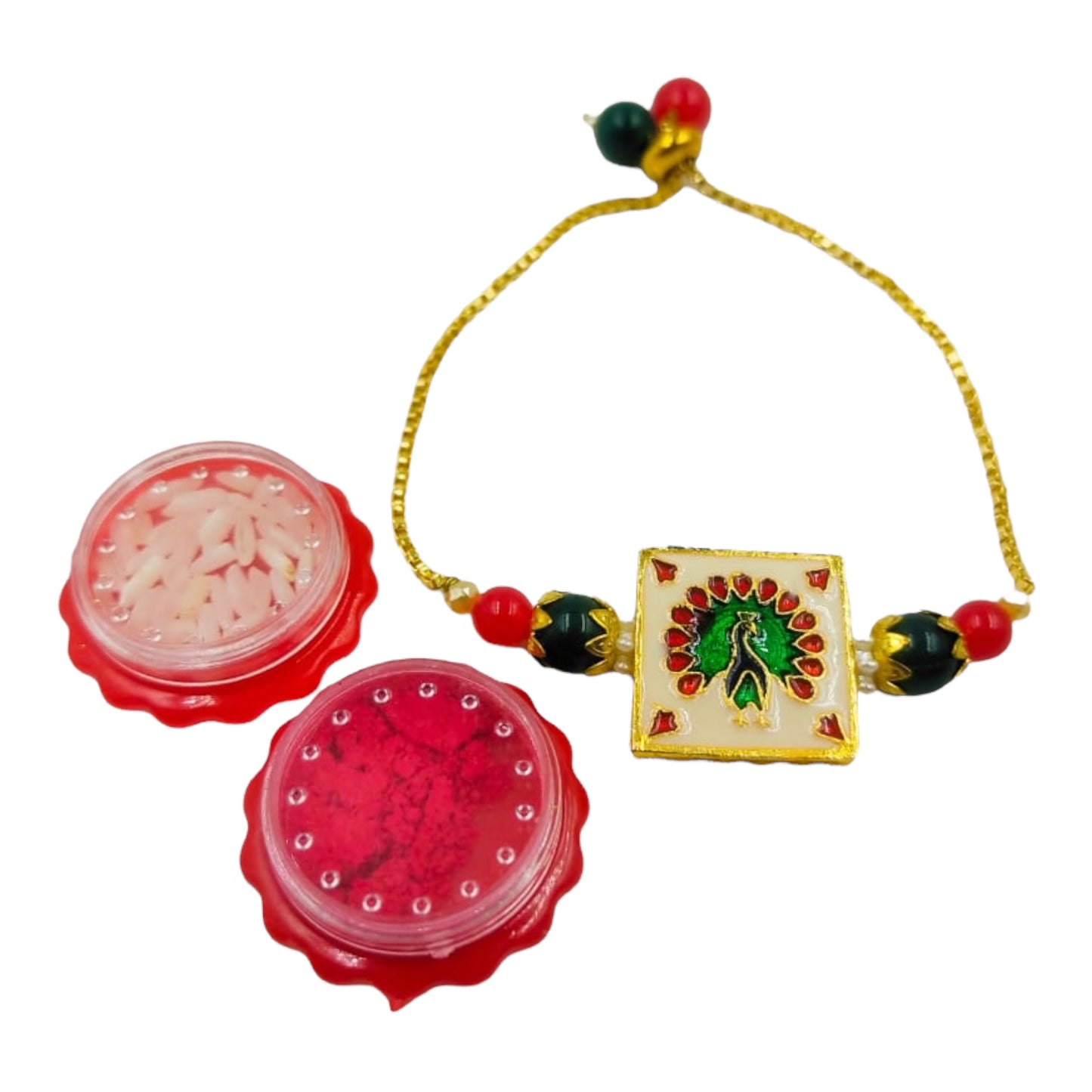 Wrap Shap Ladies Lumba Bracelet - Design27 Meenakari Peacock Work with Roli Chawal