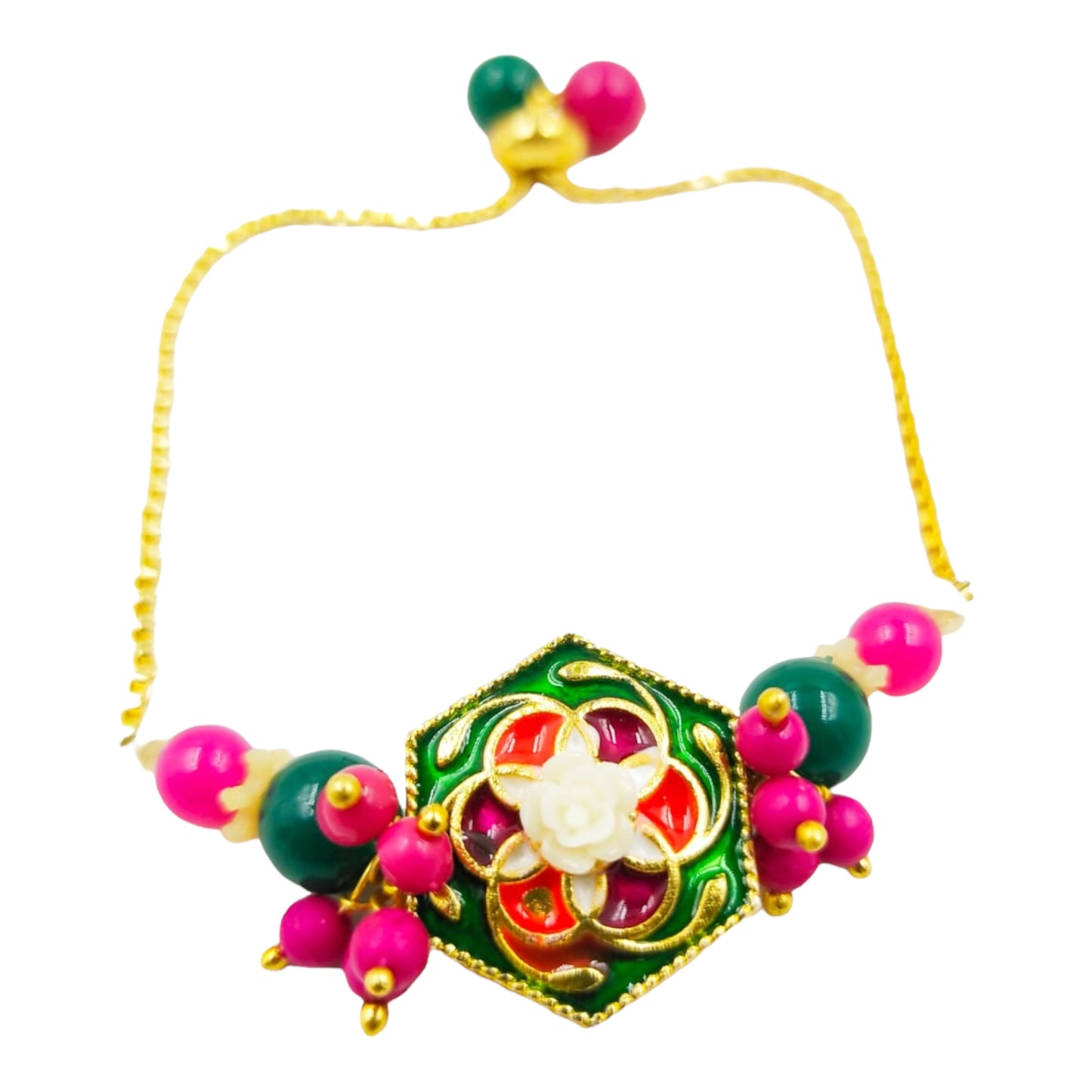 Wrap Shap Ladies Lumba Bracelet - Design3 Meenakari Work with Roli Chawal