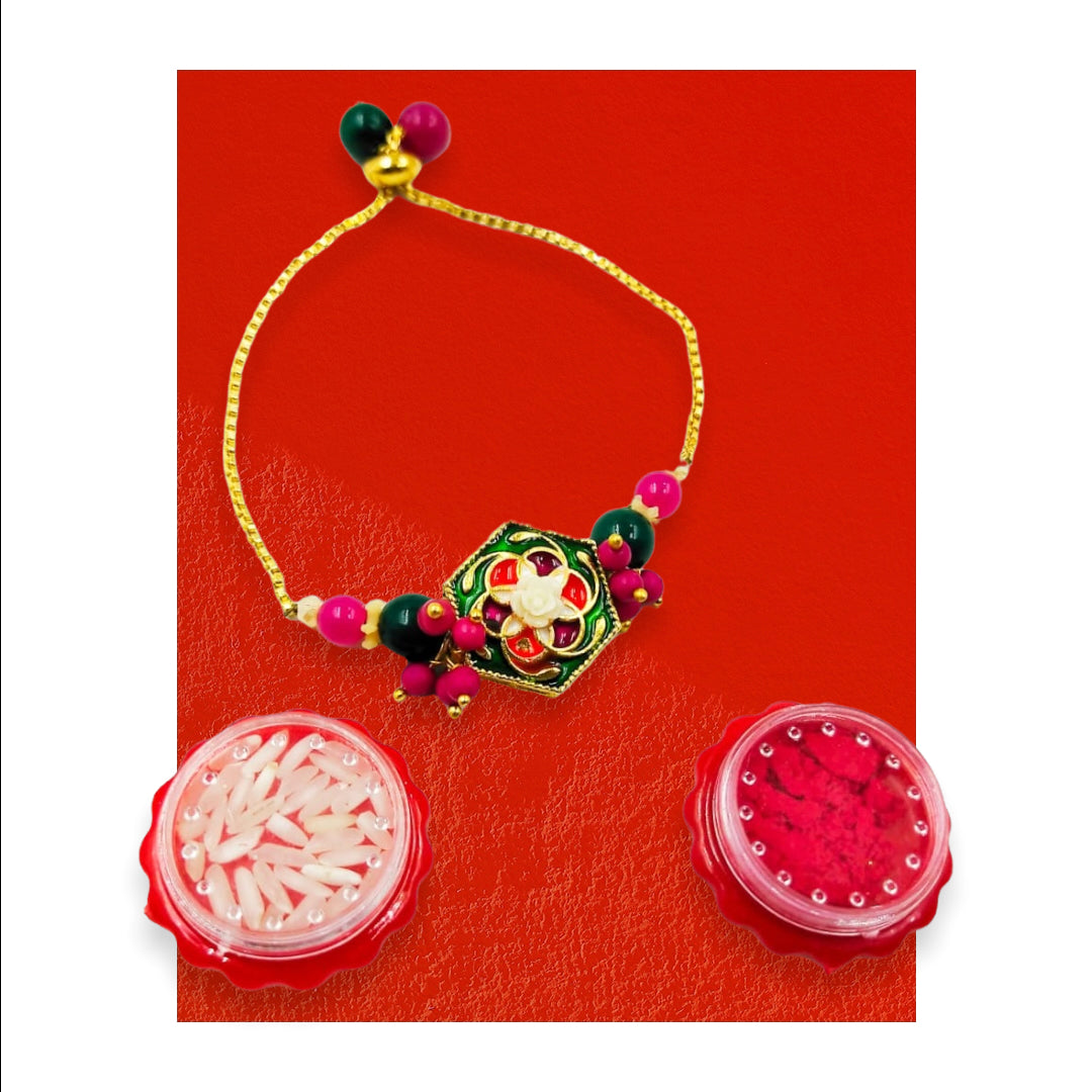 Wrap Shap Ladies Lumba Bracelet - Design3 Meenakari Work with Roli Chawal