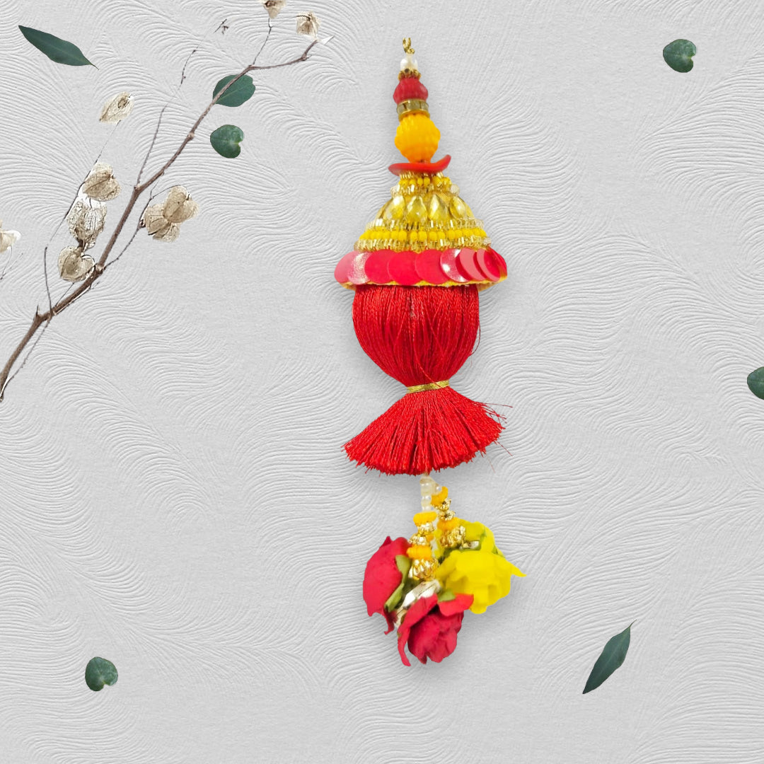 Wrap Shap Red & Yellow Floral Lumba with Roli Chawal - Design ZL24003