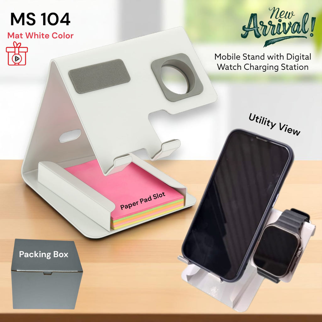 Executive corporate desk gift set with mobile stand and digital watch charging station