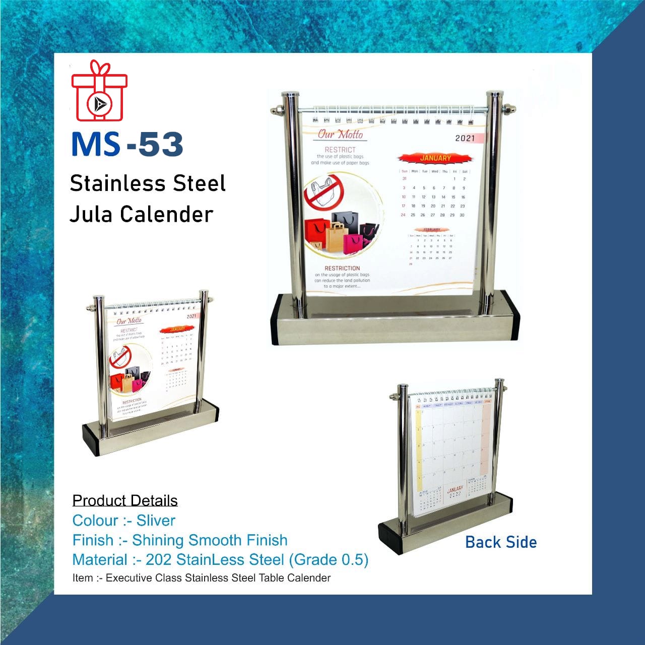 Executive corporate gift jhula desk calendar stainless steel