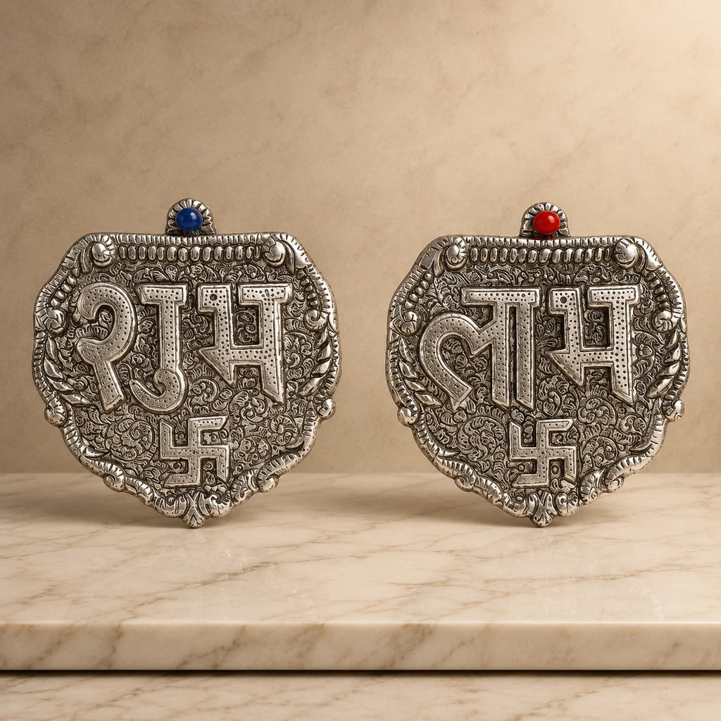 German Silver Finish Shubh Labh Hanging by Wrap Shap in premium gift box, ideal for Diwali gifting, housewarming gifts, wedding return gifts, office décor, festive decoration, and corporate gifting.