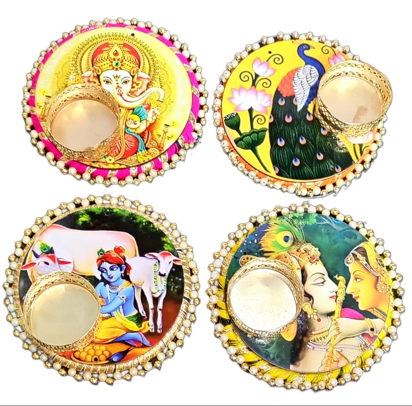 Printed tealight holder plate for festivals