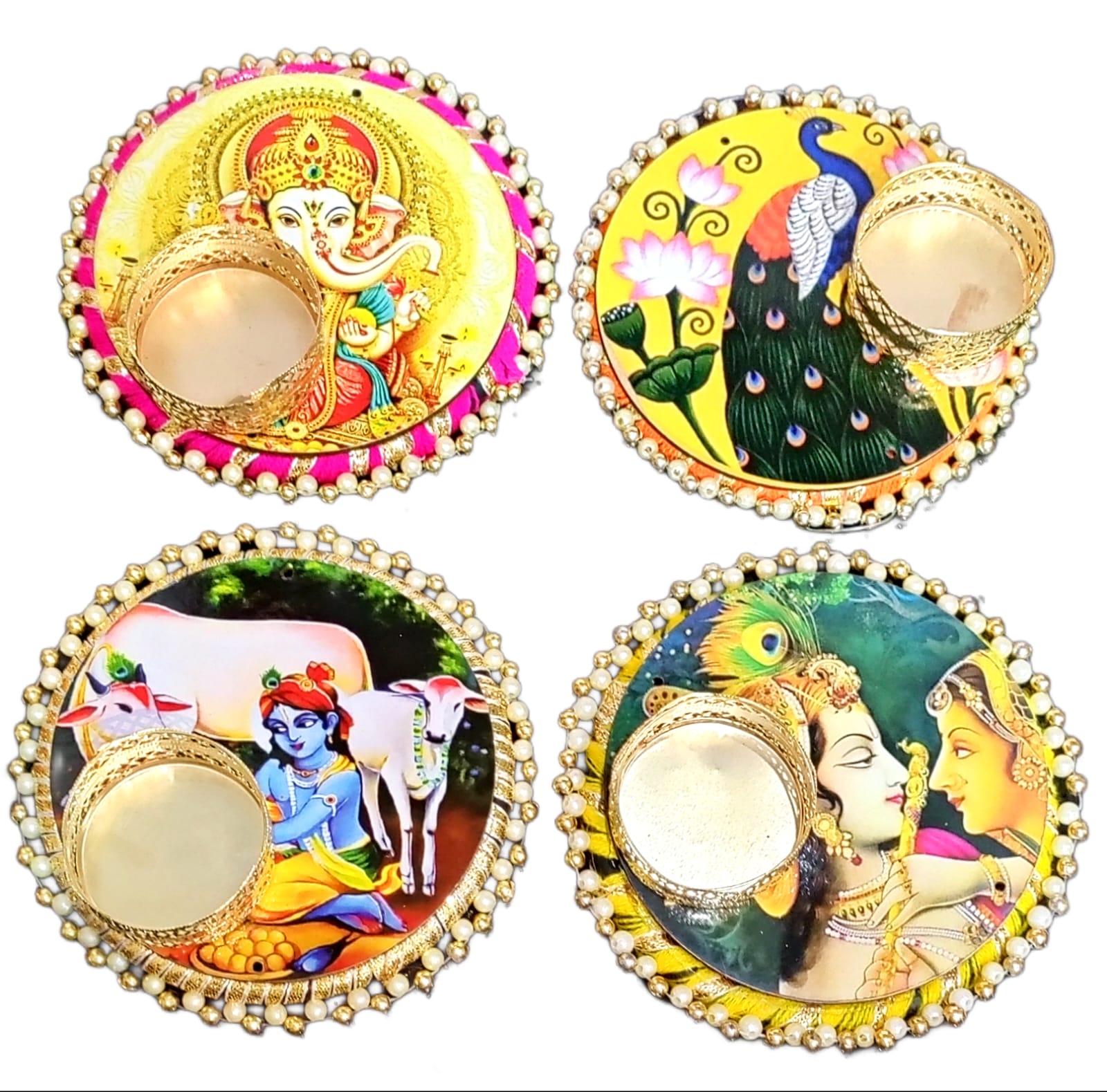 Printed tealight holder plate for festivals