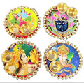 Traditional roli chawal plate with colorful prints