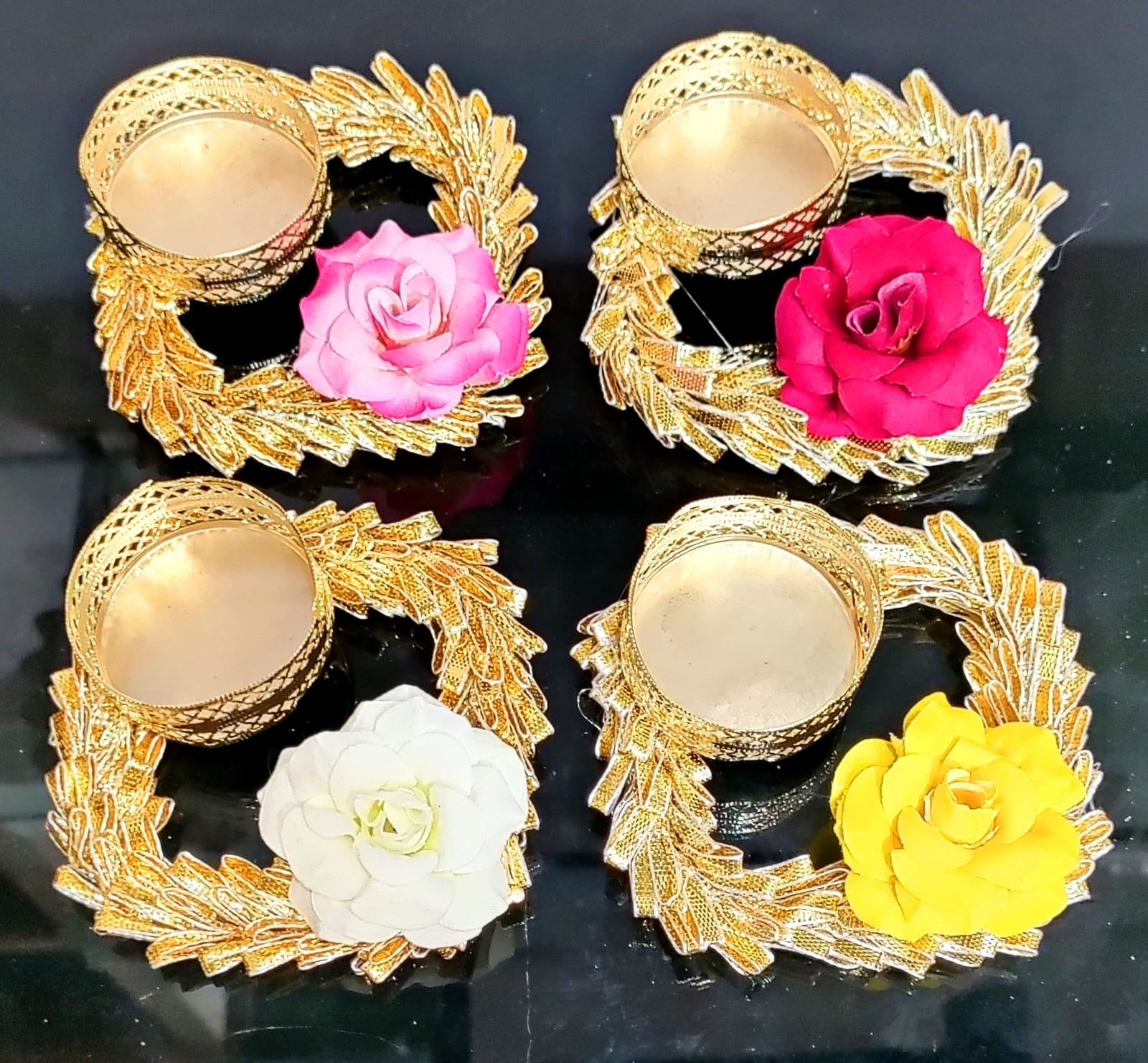 Decorative square candle holder for Diwali and pooja