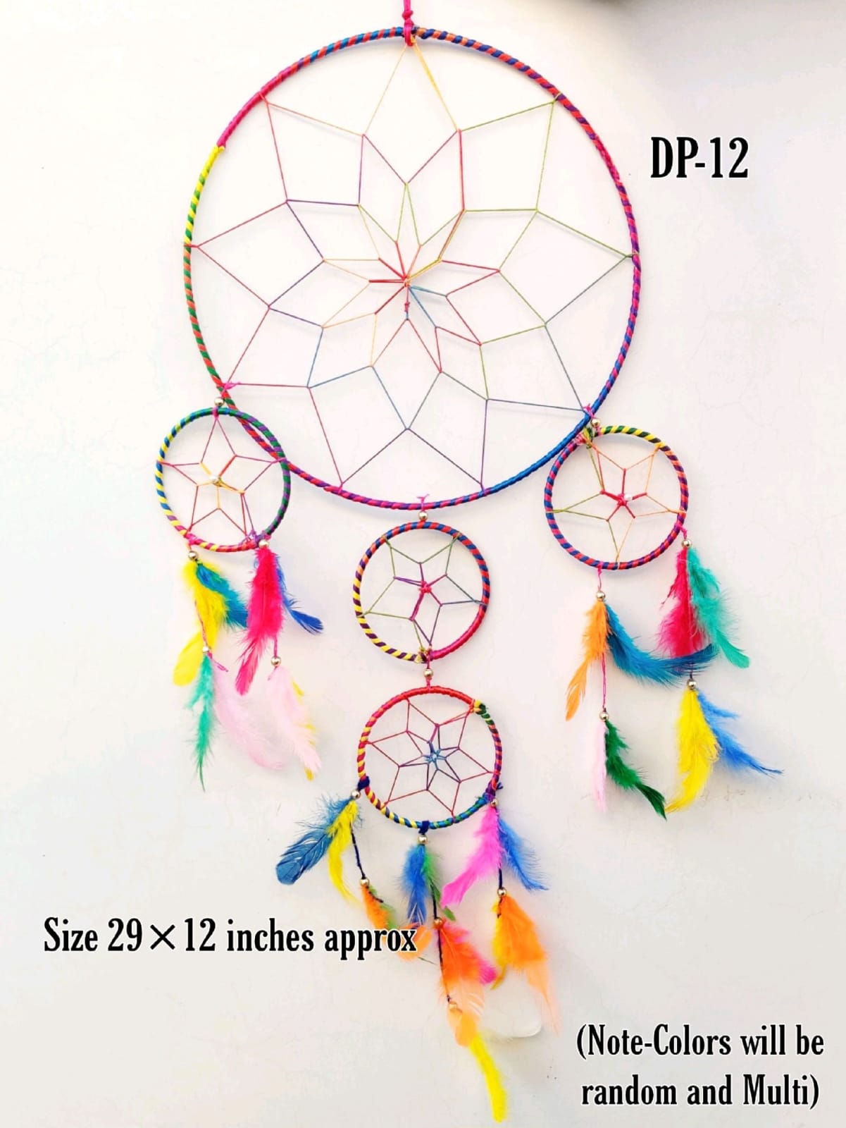 Large size colorful dream catcher with feathers
