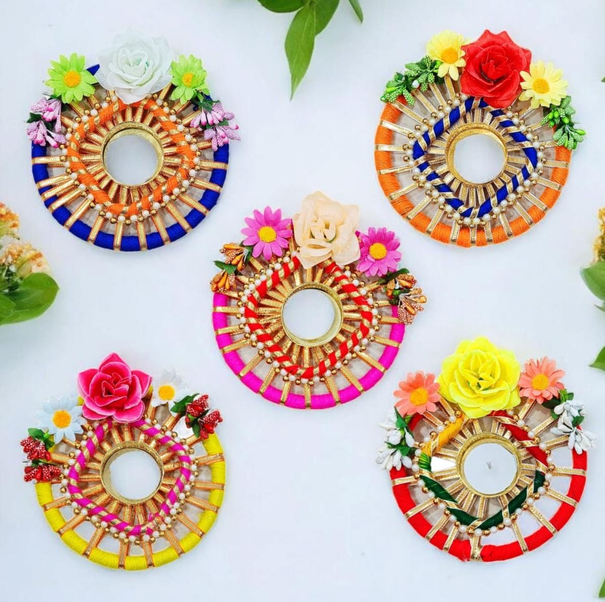 Handcrafted decorative tea light holder with floral pattern