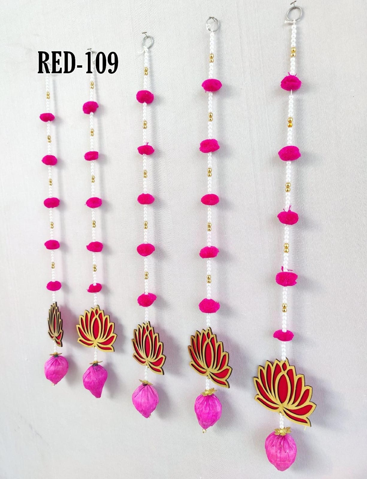 Handmade lotus pom pom decorative hanging for festive décor