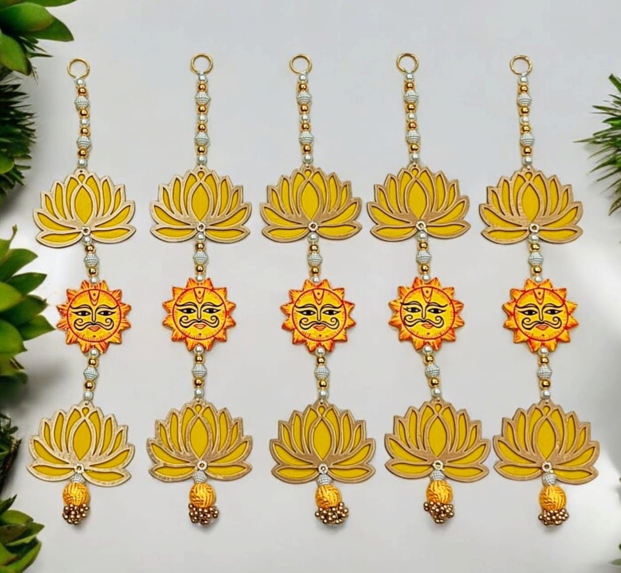 Wooden sun and Lotus hanging 18 inch for home décor