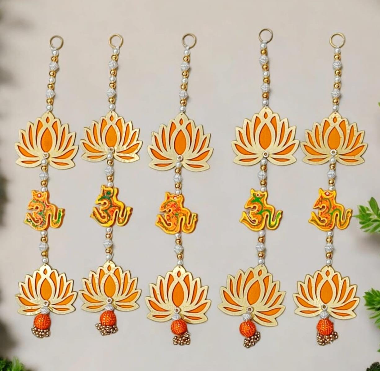 Wooden om and Lotus hanging 18 inch for home décor