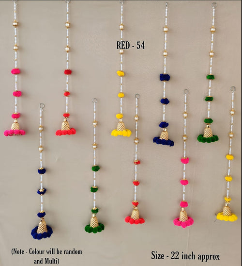 Handcrafted pearl pom pom and bell hanging for doors and walls