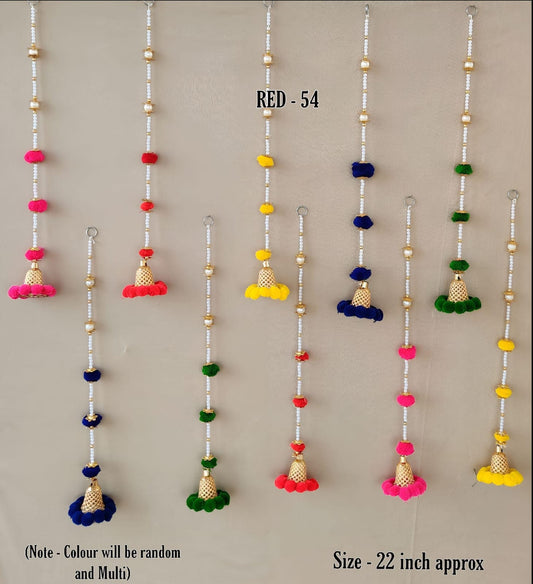 Handcrafted pearl pom pom and bell hanging for doors and walls